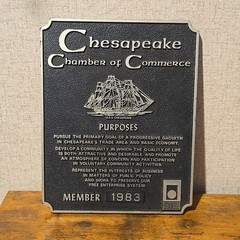 Vtg Chesapeake Virginia Chamber Of Commerce Sign 7×9 Inches Member 1983