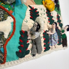 Handmade Peruvian Arpillera Folk Art Wall Hanging 20×16 Multicolor Sierra Peru