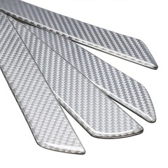 Dodge Charger Silver Carbon Fiber Universal Door Sill Protector Kick Plates
