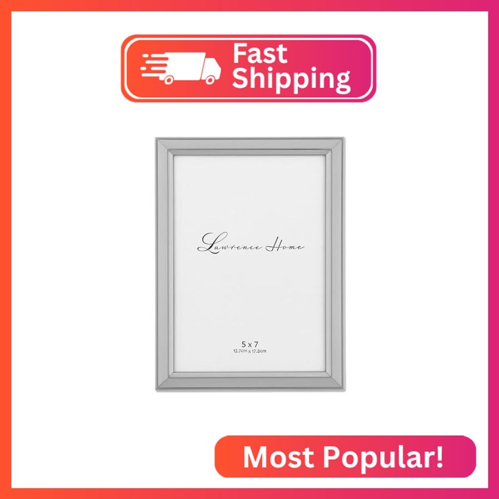 Lawrence Frames Brushed Silver Plated Metal Picture Frame, 5×7