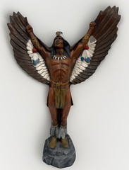 Ceramic Native American Eagle Dancer Statue, Hand Painted {GG}