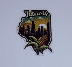 Illinois State Map Sticker Decal Travel Tour Souvenir Journal Corn City Art Tc6