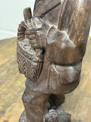 Vintage Hand Carved Wood Folk Art Traveler Man Dog Figurine Statue 16″ Rustic
