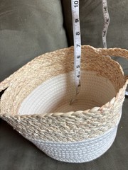 Rope Woven Basket Soft Storage Basket w/ Handles 11.8″ Home Décor Organization
