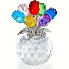 Crystal Gemstone Rose Flower Colourful Rose Bouquet Eternal Ornament Gift