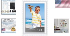 4×6 White Picture Frame with Easel Back for Vertical or Horizontal Display