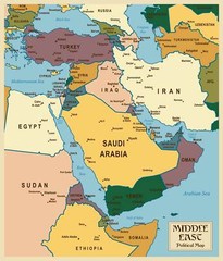 Middle East Map Lebanon Israel Palestine West Bank Syria Iraq Homeschool Poster