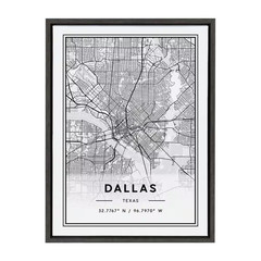 Sylvie Dallas Modern Map by Jake Goossen Framed Canvas Maps Art Print 18 In. X 2
