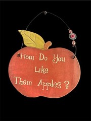 Vintage 7.5 X 9 inch Wall Hanging Wood Sign Decor, “How Do You like Them Apples