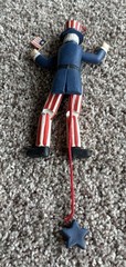 Vintage Uncle Sam Flag Stars & Stripes Door Hanger Pull String Rustic Americana