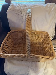 VTG Extra Large Rectangular Wicker Basket with Handle 24”x 18.5”