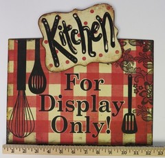Kitchen for Display Only Three-Dimensional Sign Metal Art Wall Décor Red Plaid