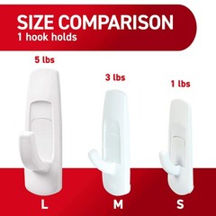 Command 5 lb Large Utility Hooks, 7 Hooks and 12 Strips, 5lb, White