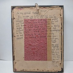 Antique 1909 Illust. & Picture Frame Girl With Her Puppy Unique Letter On Back