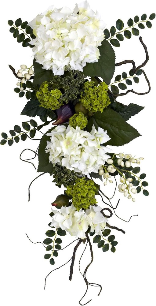 28in. Hydrangea Teardrop, White