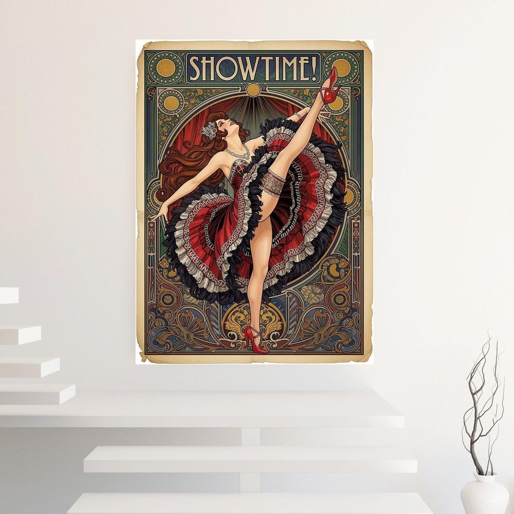 Vintage Cabaret Dancer Wall Art Print, Art Nouveau Showgirl Poster