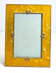 4″x6″ Yellow Glam Photo Frame Faux Diamond MCM Style 7.75″x5.75″ Display