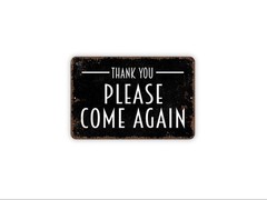 Thank You Please Come Again Sign | Rustic Business Wall Sign for Shop, Café,