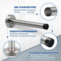 Door Stopper 8 Inch Extra Long Door Stop Wall Mounted with Door Bumper Tips, …