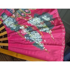 Vintage Hand Painted Peacock Wall Fan Bamboo Pink Floral Folding Asian Decor