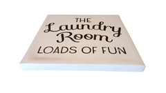 Canvas Wall Hanging “The Laundry Room – Loads of Fun” Square Print 8.5” x 8.5″