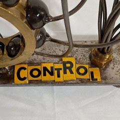 Mark R. English Steampunk Abstract Metal Wire Tabletop «CONTROL» Sculpture