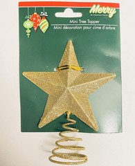 Gold Glitter Miniature 5 Point Star Tree Topper – 4 x 4.75 Inches