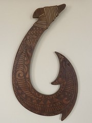 Custom Made Hawaiian Wall Decor Plaque Wood Maui Fish Hook Laser Cut 18”