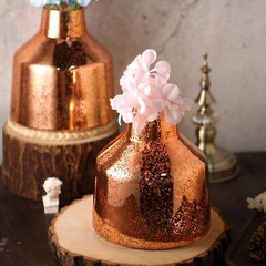 2 pcs 8-Inch tall Rose Gold Mercury Glass Tapered Neck Vases Centerpieces Sale