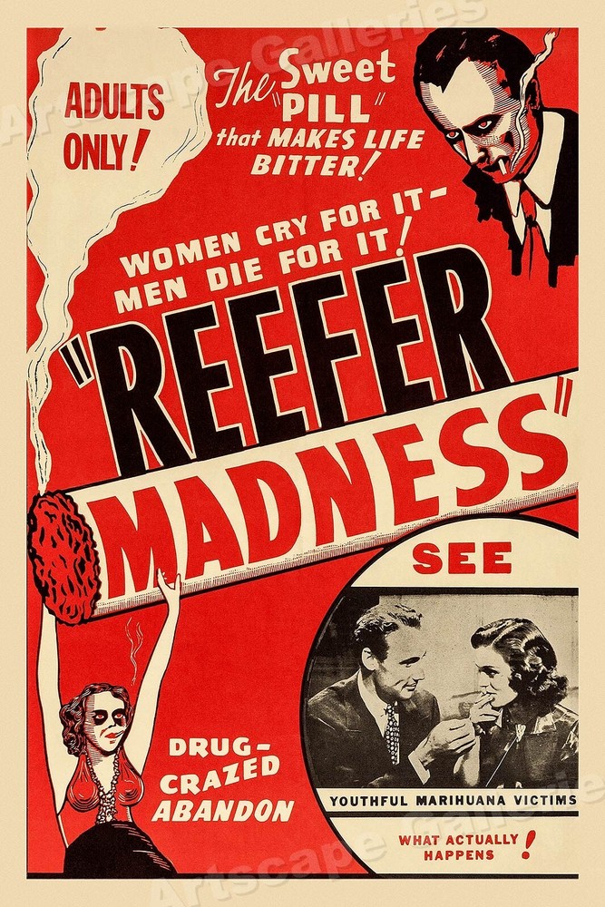«Reefer Madness» 1950s Marijuana Adult Vintage Style Movie Poster – 24×36
