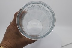Clear Chevron Herringbone Pattern Glass Vase 9.5″ Tall Textured Decorative #3