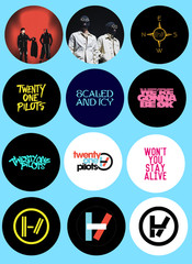 Twenty One Pilots sticker sets, Water Resistant, easy peel, 2-3″, 12 Sets