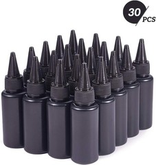 30 Packs 1oz Black Plastic Squeeze Dispensing Bottles UV Glue Bottles W/ Caps