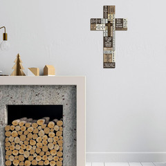 Wooden Cross Wall Sign with Inspirational Words, 8 X 13.8 X 0.2 Inches