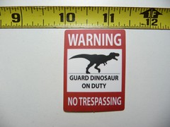 WARNING GUARD ON DUTY DINOSAUR SMALL STICKER DECAL FUNNY FOR WALL DOOR