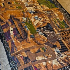 Decorative Horizontal Dog Poker Playing Cards Scene Multicolor Tapestry