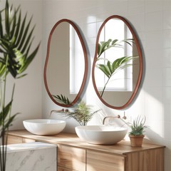 Irregular Wall Mirror Asymmetrical Accent Mirrors Modern Wood Frame Decor Mirror