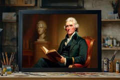 Thomas Jefferson Portrait Oil Painting Poster, Historic American Statesman Print