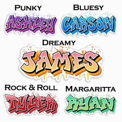 Graffiti Custom Personalized Name Decal Sticker Lettering Water Bottle Laptop