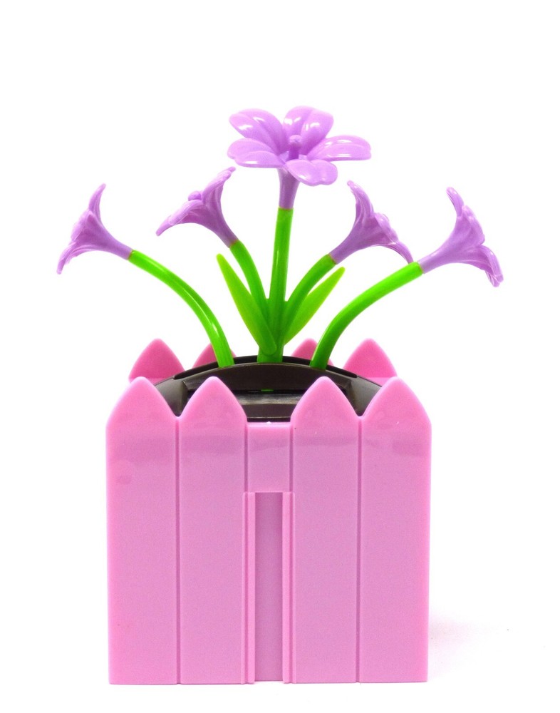 New Solar-Powered Dancing Connectables Purple Flower with Pink Base