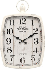 Large Retro Rectangle Wall Clock, White Antique Vintage Style, Battery Operated