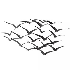 47 In. X 26 In. Metal Black Sleek Flying Flock of Bird Wall Decor