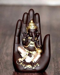 Set of 2- Lord Ganesha Hand Palm Idol Figurine Statue 6 inches