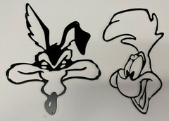 Roadrunner and Wile E Coyote Head Pair