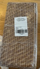 West Elm Modern Weave Rattan Basket rectangular lidded natural small sample