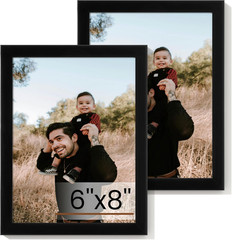 6X8 Picture Frame Set of 2,Display Pictures 6″X8″,Black Photo Frame with Shat…