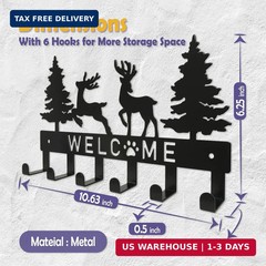 Key Holder for Wall, Black Metal Deer Tree Style Decoration Key Hook Wall Mount