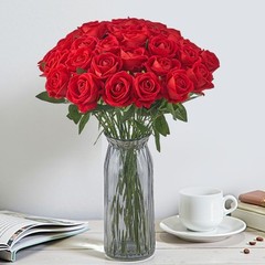 VEVOR 60 Pcs Red Roses Artificial Flowers Realistic Bouquet for Xmas Home Decor