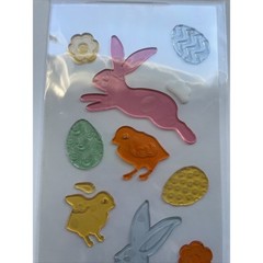 NEW Spring Easter Bunny Rabbit Eggs Baby Chicks Window Gel Clings Decor 13 pcs