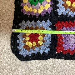 Vtg Handmade Granny Square Crochet Afghan Cottage Core 80″x72″ Queen Size